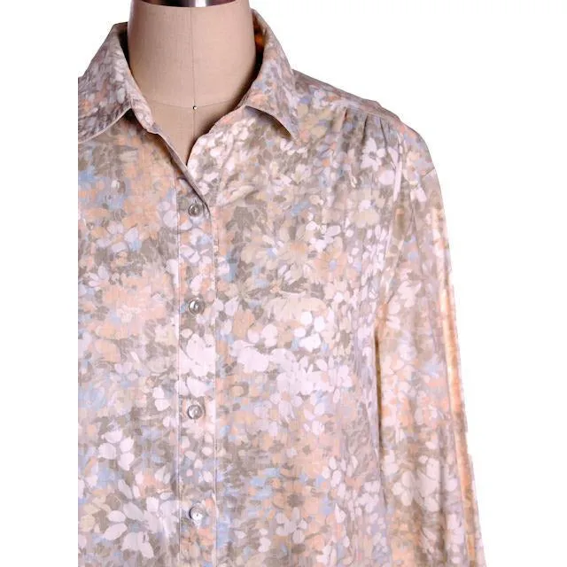 Vintage Shift Dress Margaret Smith  Pastels Print 1960s L