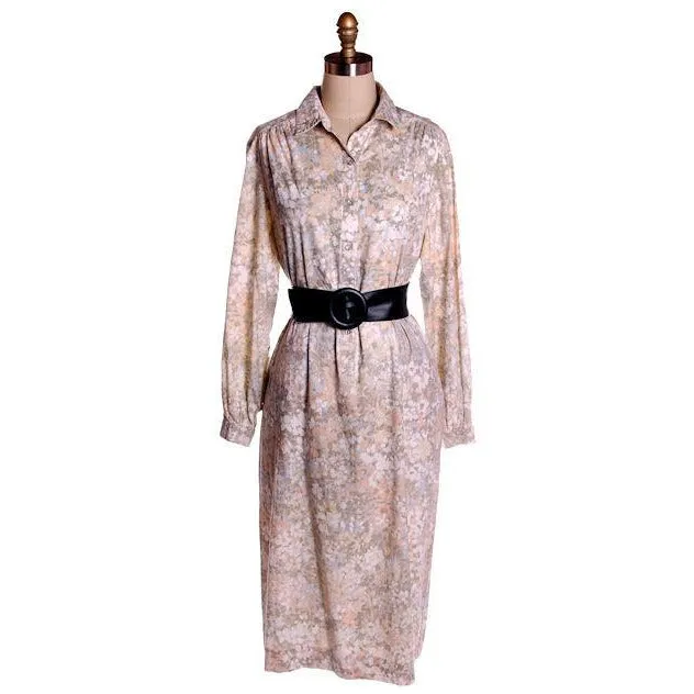 Vintage Shift Dress Margaret Smith  Pastels Print 1960s L