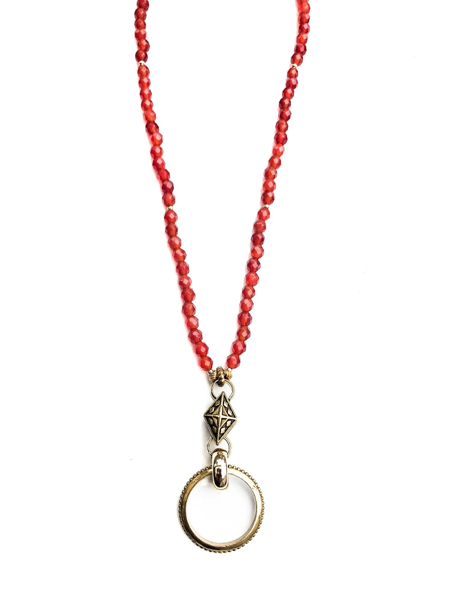 Warm Carnelian & Gold Eyering Necklace