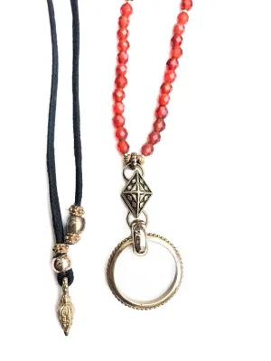 Warm Carnelian & Gold Eyering Necklace
