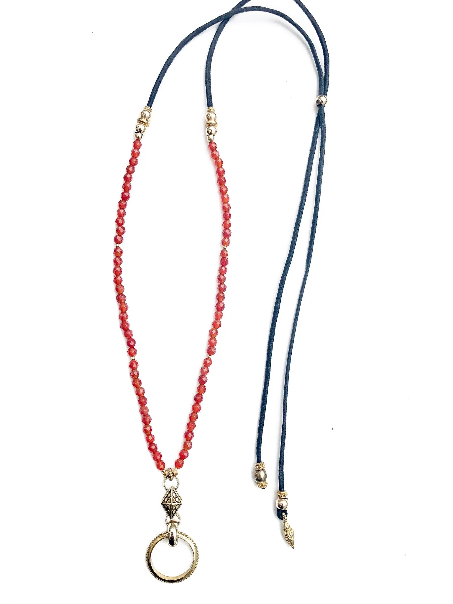 Warm Carnelian & Gold Eyering Necklace