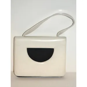 White & Black Leather Handbag By Nicholas Reich