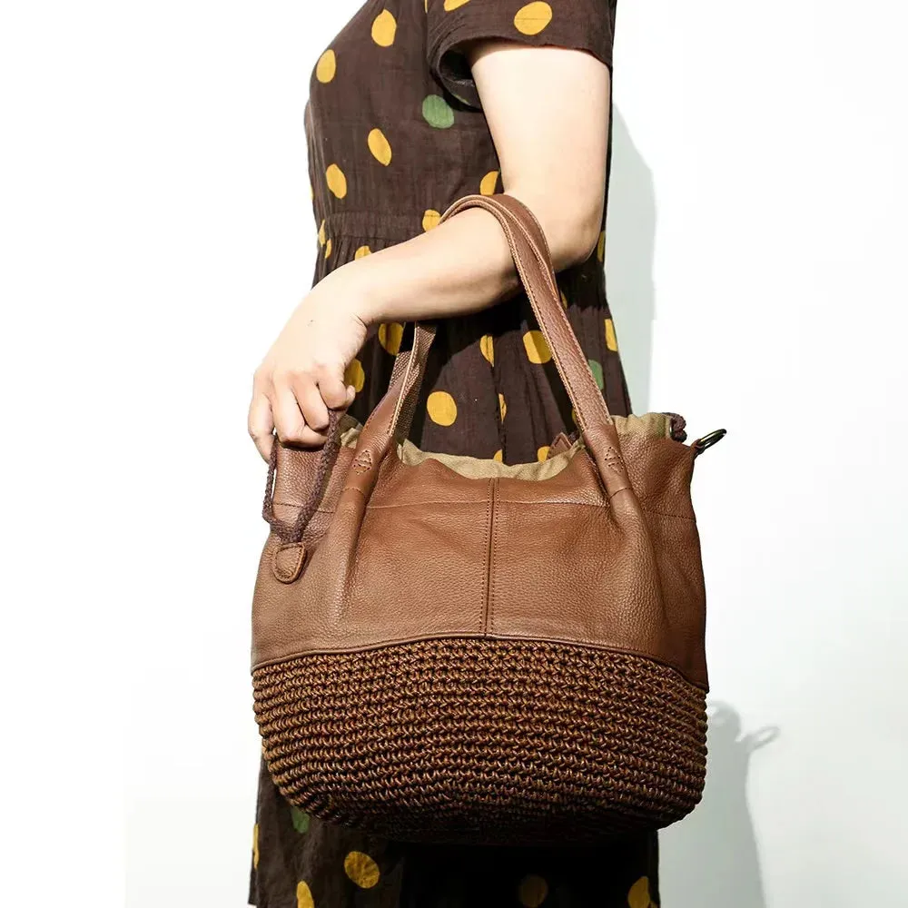 Woven  Leather Tote